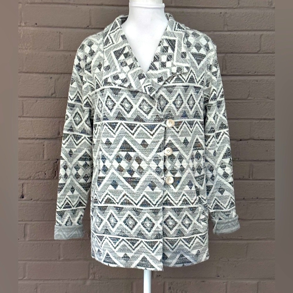 Lucky Brand Gray and white Aztec Print jacket XL